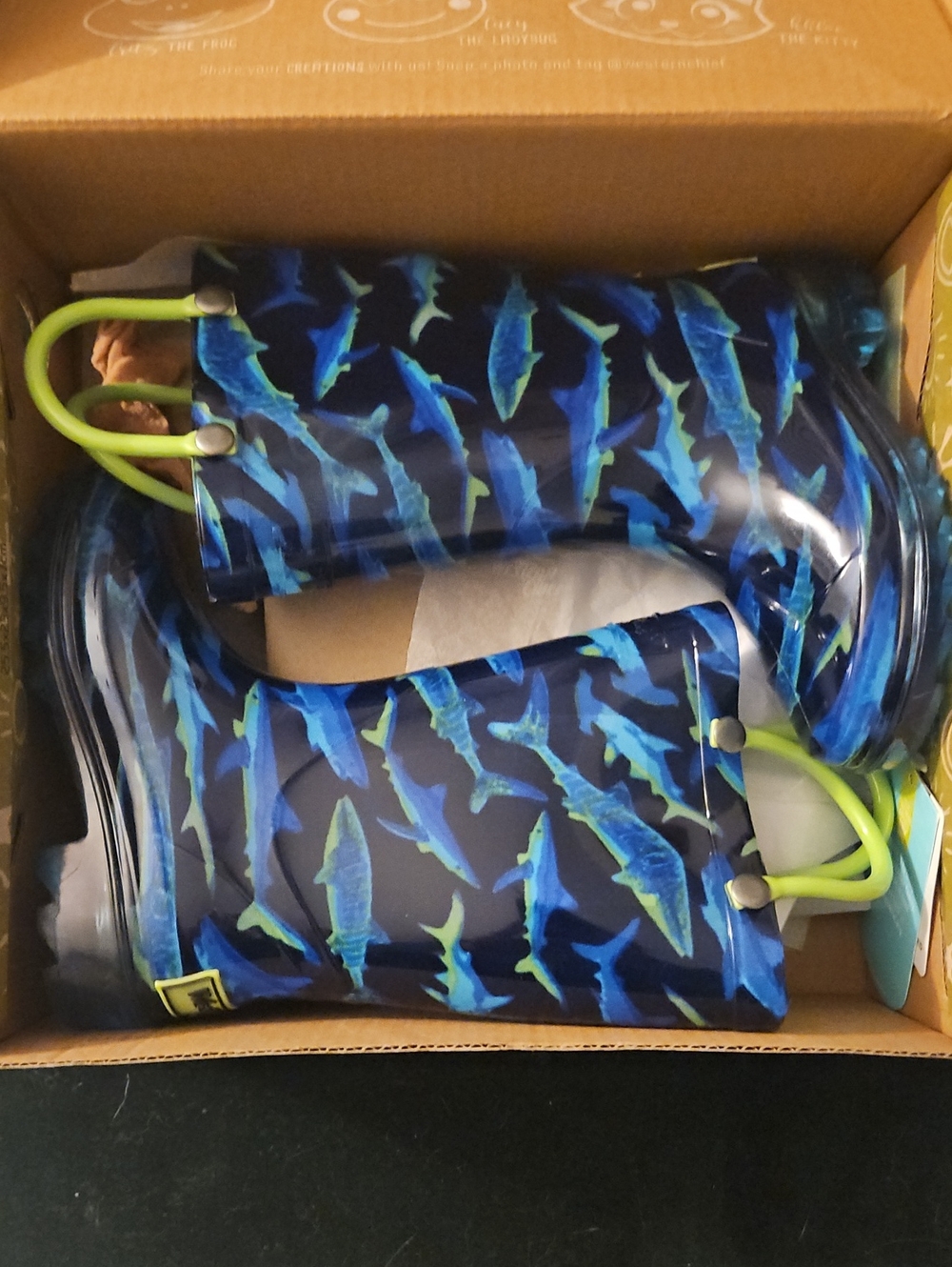 Western Chief Kids Shark-Print Swim Rashguard - Blue/Green